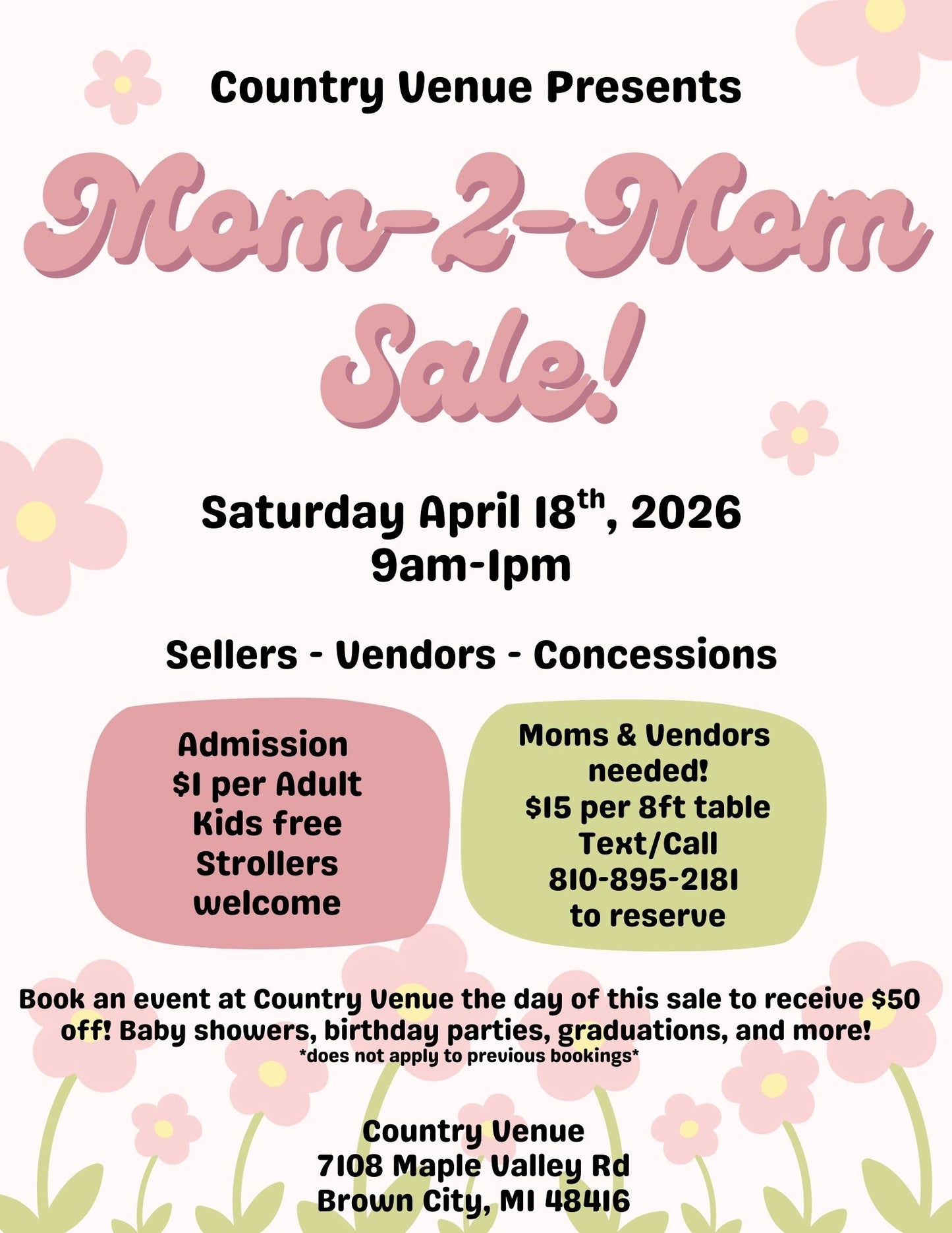 Mom2Mom Sale Vendor Signup